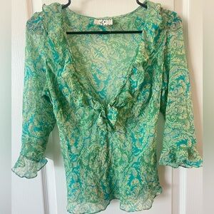 Y2K Silk Peplum Blouse